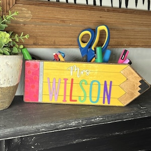 Teacher Desktop Pen Holder Caddy, Desktop Organizer, Personalized Gift for Teacher Appreciation, Teacher Gift