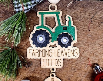 Farming Heavens Fields Hand Painted Personalized Memorial Ornament/In Memory Of Tractor Ornament/Farming Ornament/Tractor Ornament