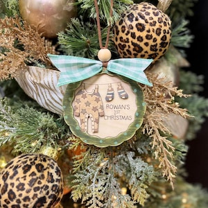 Personalized Baby&#39;s First Christmas Ornament: Engraved Birch Keepsake