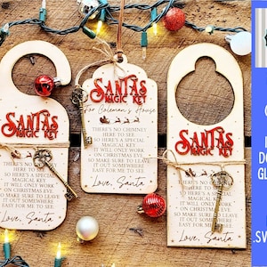 Santa&#39;s Magic Key Laser Cut Datei: Weihnachtsverzierung SVG, DXF, PDF (Digitaler Download)
