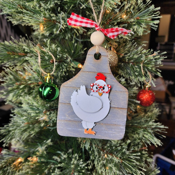 Farmhouse Chicken Ornament/ Farmhouse Christmas/ Christmas Ornaments