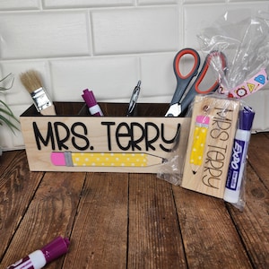 Personalized Pencil Desk Organizer Caddy and Matching Eraser Gift Set. Teacher Appreciation Gift Set Bundle - Teacher Appreciation Gift 2025