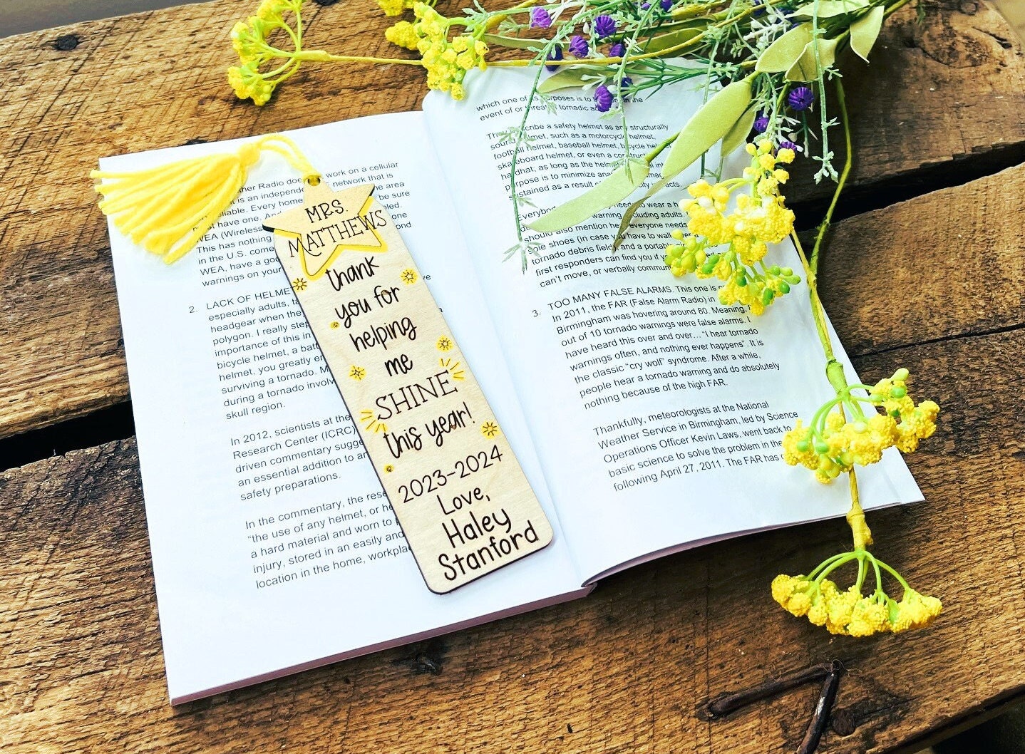 Personalized Teacher Bookmark: Custom Appreciation Gift With Tassel - Etsy