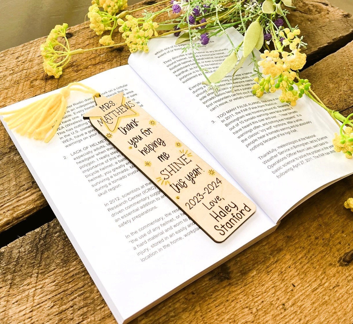 Personalized Teacher Bookmark: Custom Appreciation Gift With Tassel - Etsy