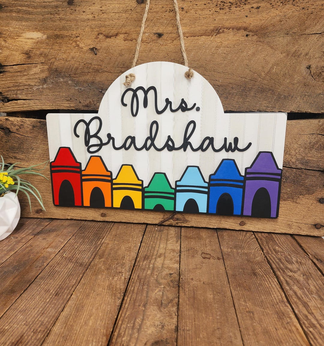 Personalized Teacher Crayon Door or Wall Sign, Classroom Sign, 3D ...