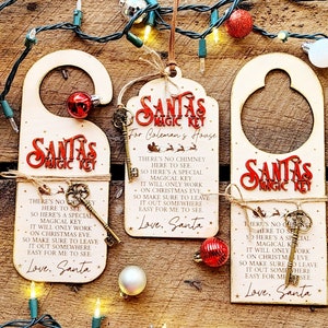 Personalisierter magischer Schlüssel des Weihnachtsmanns Türschild: Weihnachtsverzierung mit echtem Schlüssel