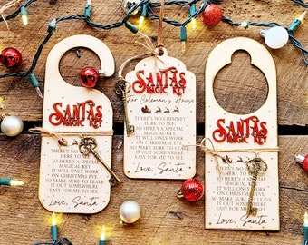 Personalized Santa's Magic Key Door Hanger or Tag/Santa's Magic Key with Real Key/Santas Magic Key or Tag/Custom Magic Key