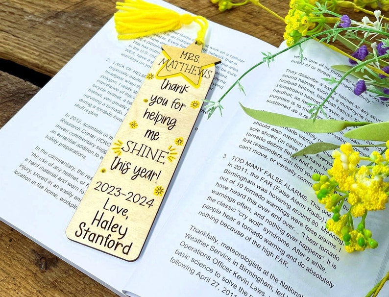 Personalized Teacher Bookmark: Custom Appreciation Gift With Tassel - Etsy