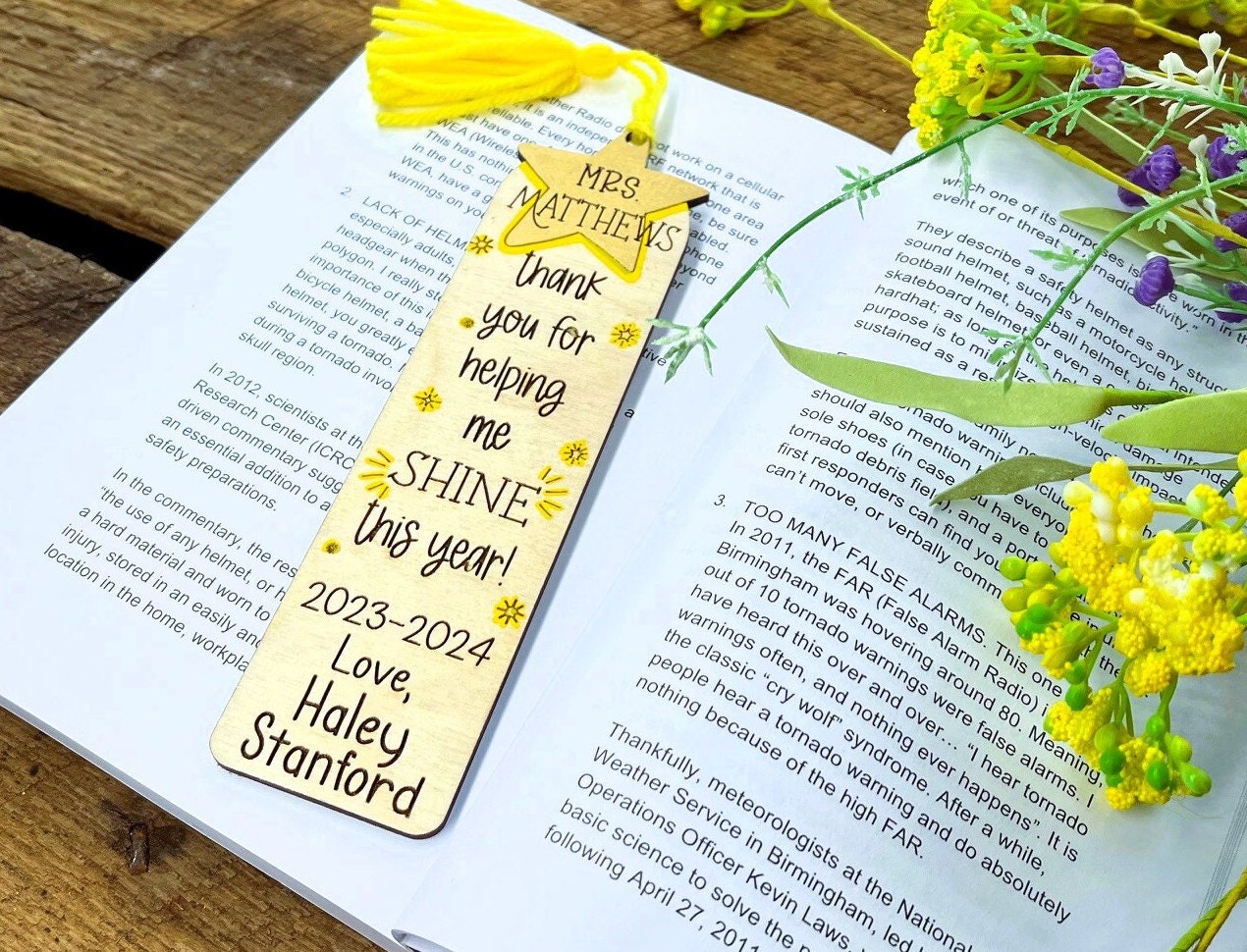 Personalized Teacher Bookmark: Custom Appreciation Gift With Tassel - Etsy