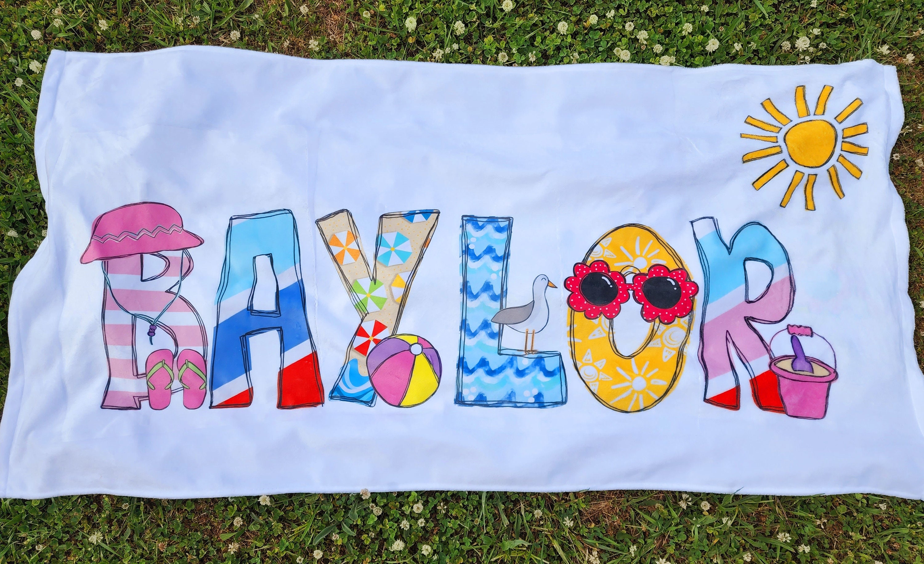 Kids Personalized 30x60 Plush Beach Towel/full Size Beach Etsy