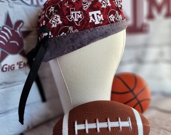 Reversible Texas Skull Cap Style Scrub Hat with Flip Brim; 4 looks in 1 hat; using Licensed Fabric