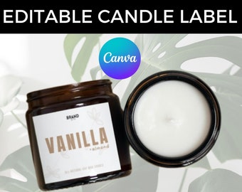 Modern Candle Label Template, Editable Candle Label Design, Customizable Candle Jar Label Template, Canva Template DIY Candle Sticker