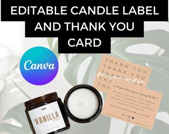 Modern Candle Label Template, Editable Candle Label Design, Customizable Candle Jar Label Template, Canva Template DIY Candle Sticker