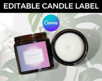 Rainbow Candle Label Template, Editable Candle Label Design, Customizable Candle Jar Label Template, Canva Template DIY Candle Sticker