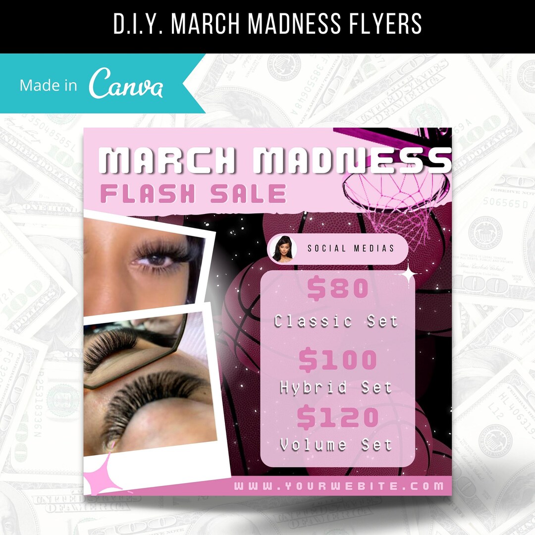 March Madness Flyer, Lash Flyer, Social Media Flyer, Book Now Flyers ...