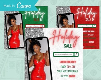 D.I.Y. Christmas Sale Flyer, Instagram Template for boutique and small business digital Black Friday, Cyber Monday