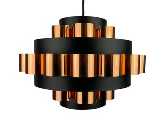 Suspension vintage danoise en cuivre - Plafonnier moderne scandinave des années 1960