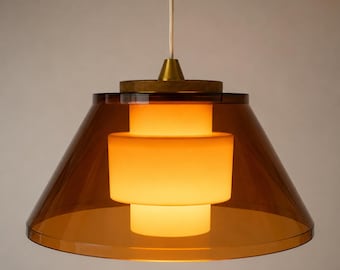 Bent Karlby Amber Pendant for LYFA – Rare Danish Acrylic Ceiling Lamp 1970s