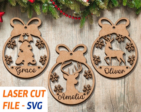 INSTANT DOWNLOAD Svg Laser-Ready Cut Files bundle of 5 Christmas tree ornaments for Table Top Decor INSTANT DOWNLOAD Svg Laser-Ready Cut Files bundle of 5 Christmas tree ornaments for Table Top Decor