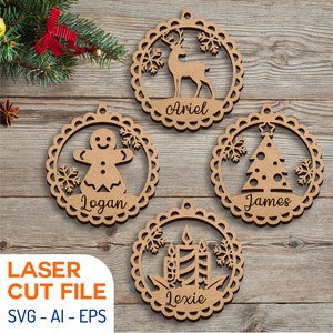 Decoración navideña Archivo en -SVG- Ai- Eps- Pdf Listo para corte por láser DESCARGA INSTANTE / 2023 Adorno navideño svg / Glowforge - svg