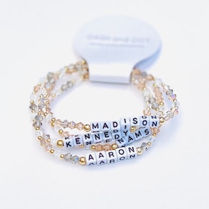 NEW White Square Bead Personalized Custom Beaded Name Bracelets Custom Word Beaded  Bracelets Square Name Bracelet Louis and Finn 