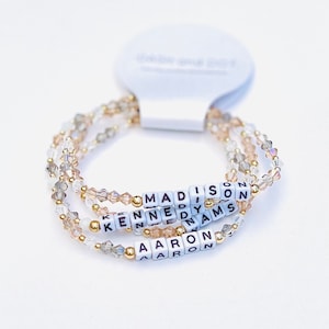 Crystal Beaded Name Bracelet I Gifts for Her I Bridesmaid I Custom Name I Word Bracelet I Gift Idea I Beaded Bracelet I Stackable I Swag