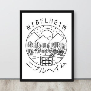Nibelheim (Final Fantasy VII) Minimalist Travel Poster, Wall Art, UNFRAMED, Video Games, FF7, FFVII, Cloud Strife, Tifa Lockhart, Sephiroth