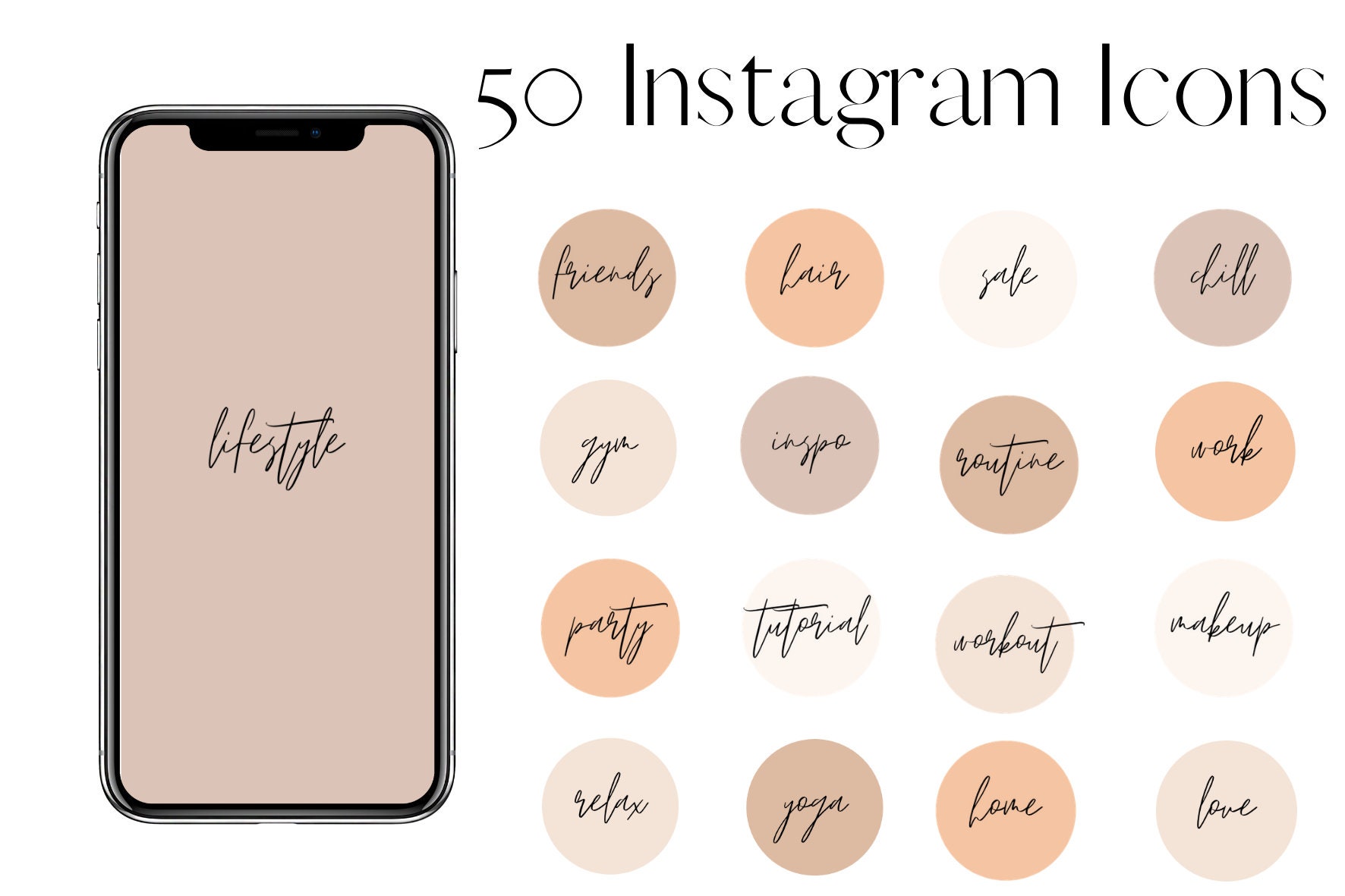 50 Instagram Story Highlight Icons Beige Coffee Crema | Etsy
