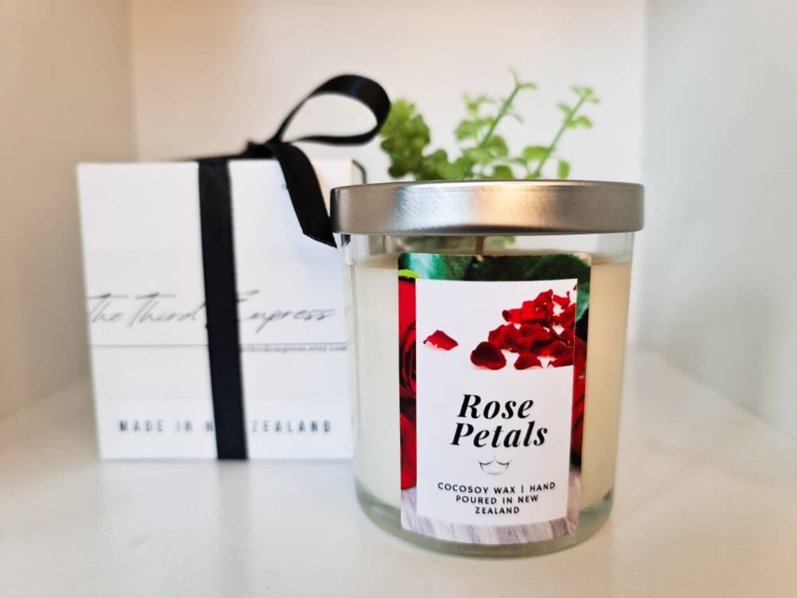 Candles Rose Petals Candle Scented Candles Candle Gift Set Etsy