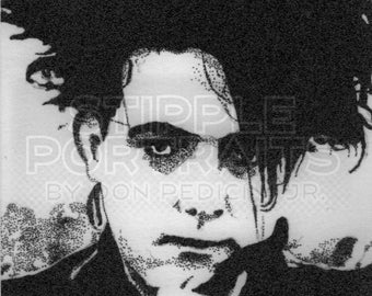 Robert Smith, The Cure, Classic Goth Legend, Art Print, stipple portrait,