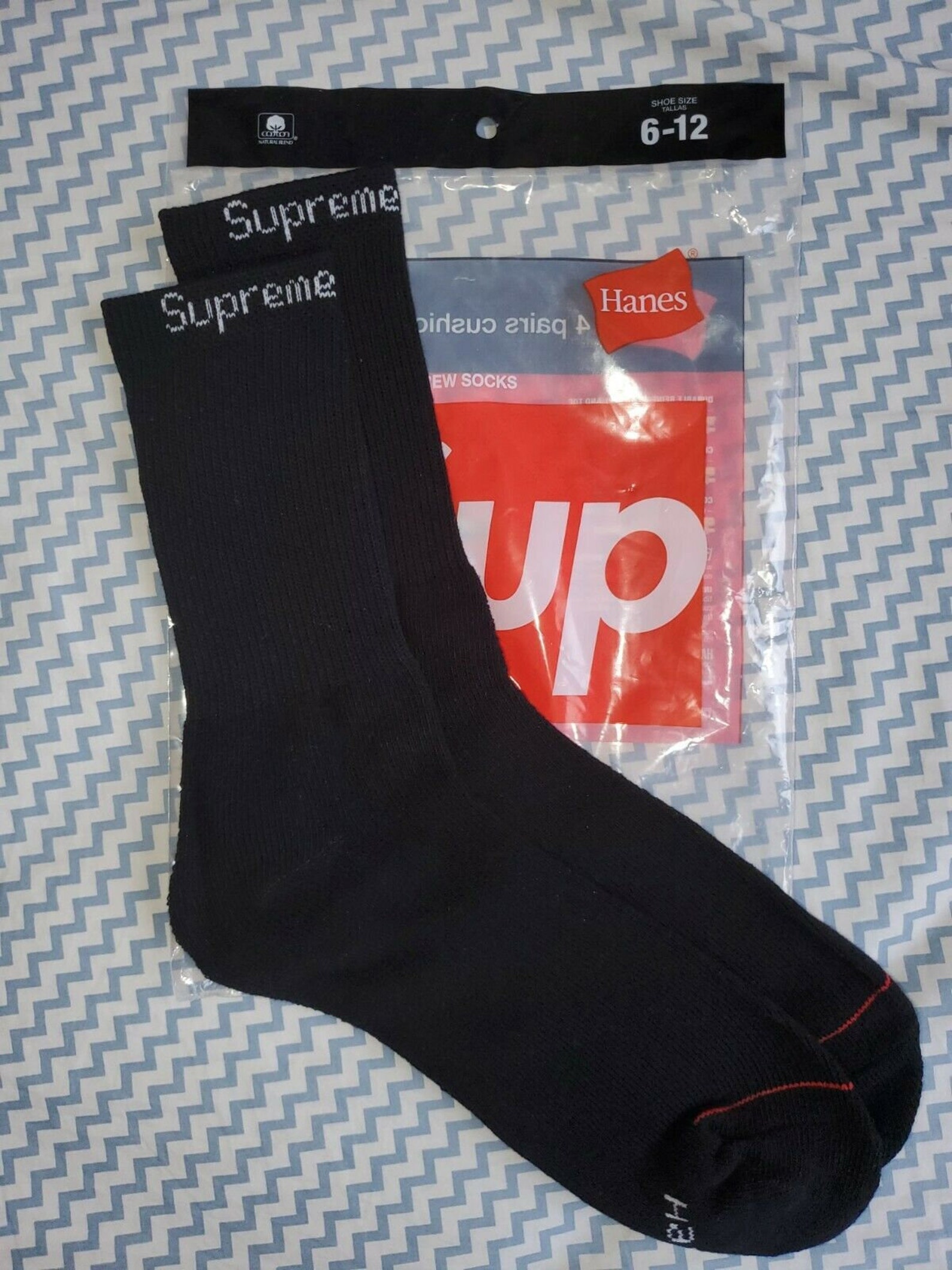 Supreme x Hanes Crew Socks Black White Red Unisex Etsy