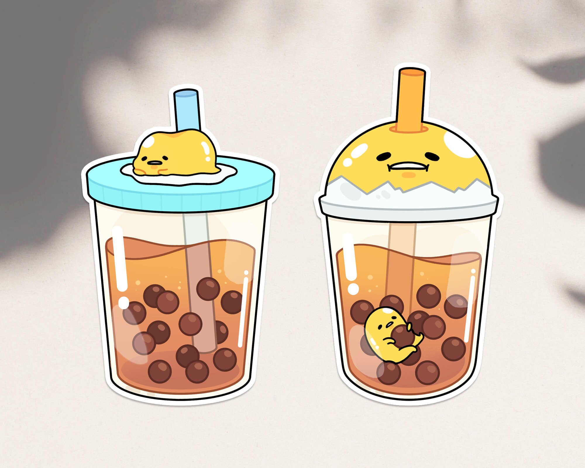 Gudetama Boba Tea Stickers Lazy Egg Bubble Tea asian drink Etsy
