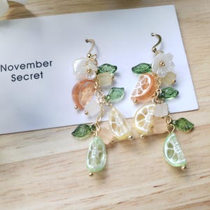 Citrus earrings, sliced orange lemon and lime earrings,  cute and colorful drop earrings, food earrings, fruit earrings