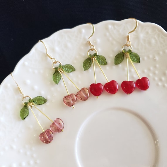 Cherry shaped shop drop earrings