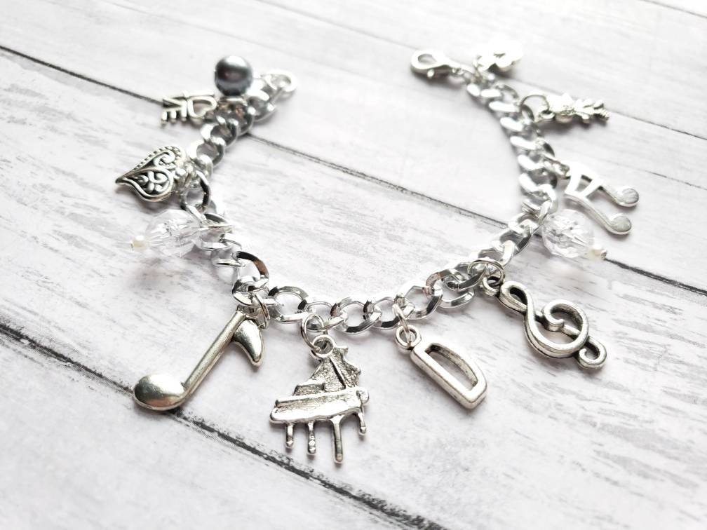 Piano Recital Gift Piano Charm Bracelet Musical Notes Etsy