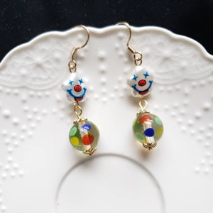 Clown earrings, circus earrings, cute drop earrings