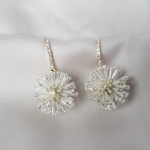 Fireworks drop earrings, clear glass beaded fireworks earrings, sparkling statement earrings, shining earrings