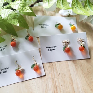 Orange earrings, glass orange drop earrings, food earrings, fruit earrings image 7