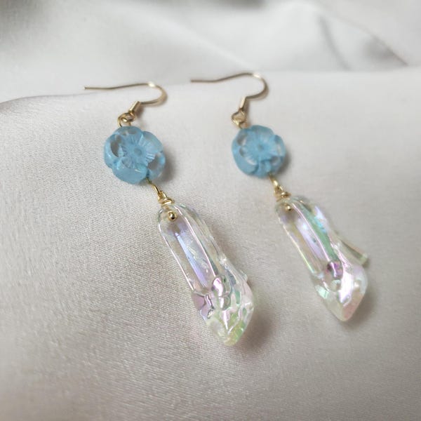 Pendientes de zapatos de cristal de Cenicienta, preciosos pendientes colgantes