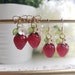 Strawberry earrings, glass red strawberry drop earrings, food earrings, fruit earrings 