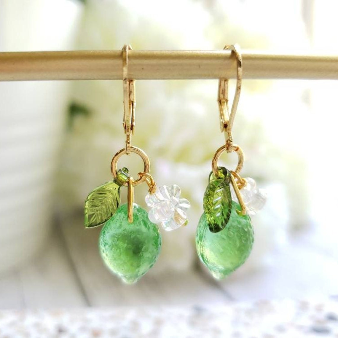 Lime Earrings Glass Lime Drop Earrings Food Earrings Fruit - Etsy