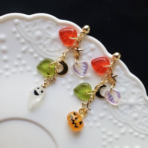 Halloween ghost and pumpkin earrings