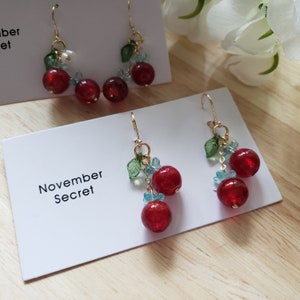 Tomato earrings,  cute glass tomato dangle earrings