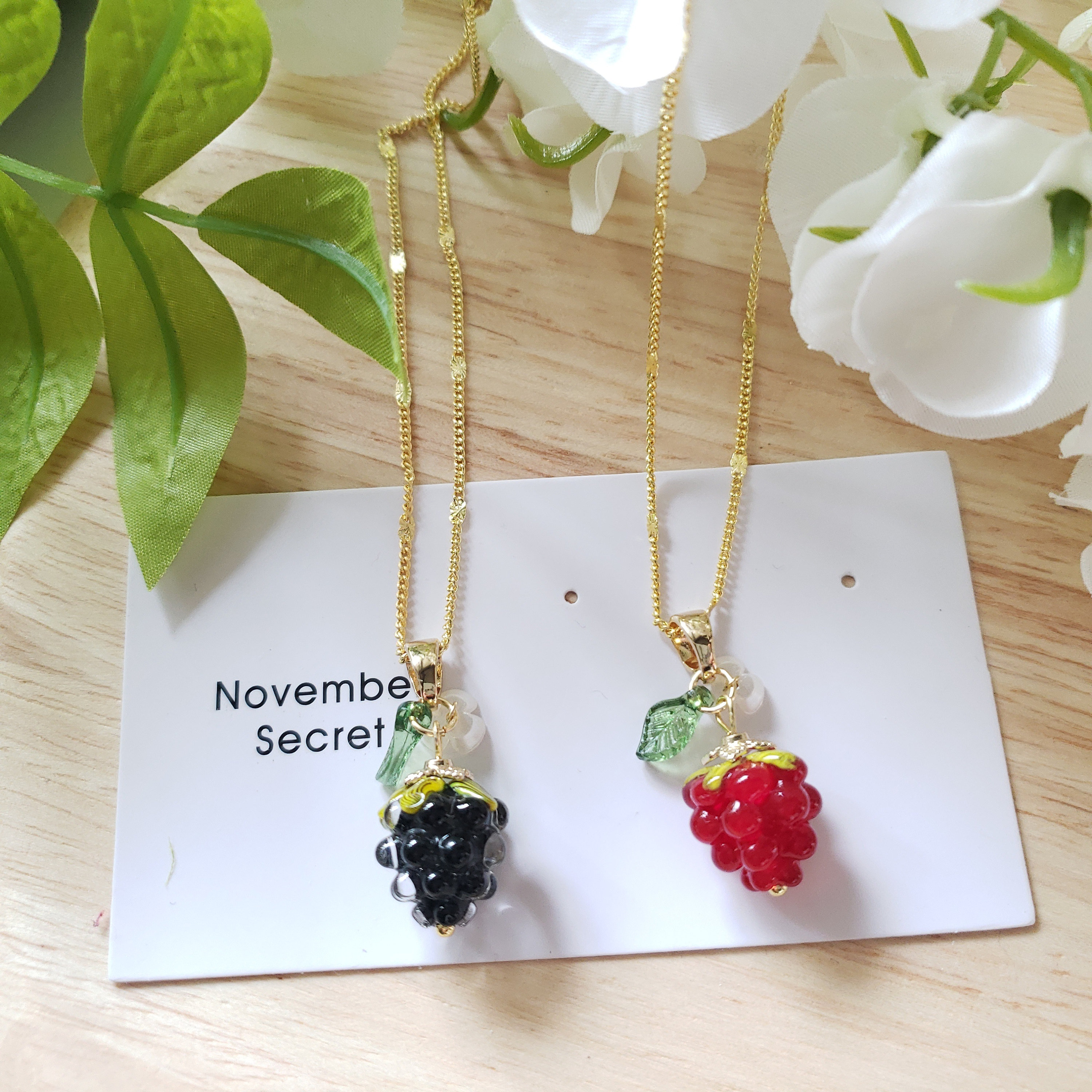 Fruit necklace Q150 Fruit Salad Charm Necklace - 14k gold-filled or sterling  main image 4