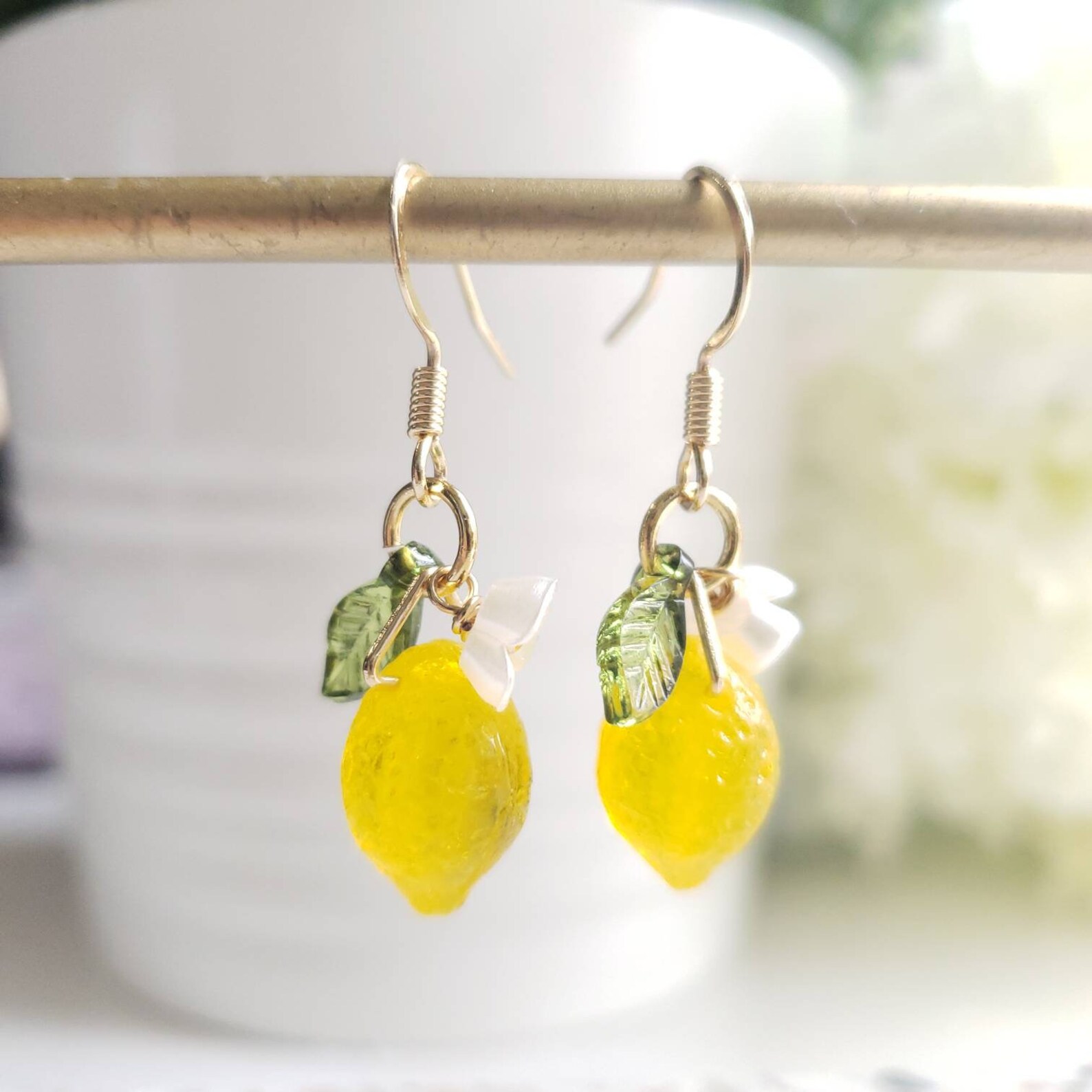 Lemon Earrings Glass Lemon Drop Earrings Food Earrings Etsy