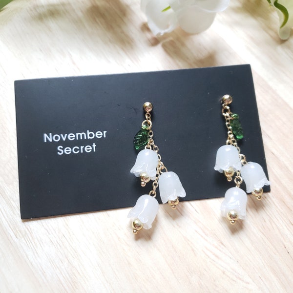 Boucles d'oreilles pendantes muguet, boucles d'oreilles pendantes fleurs