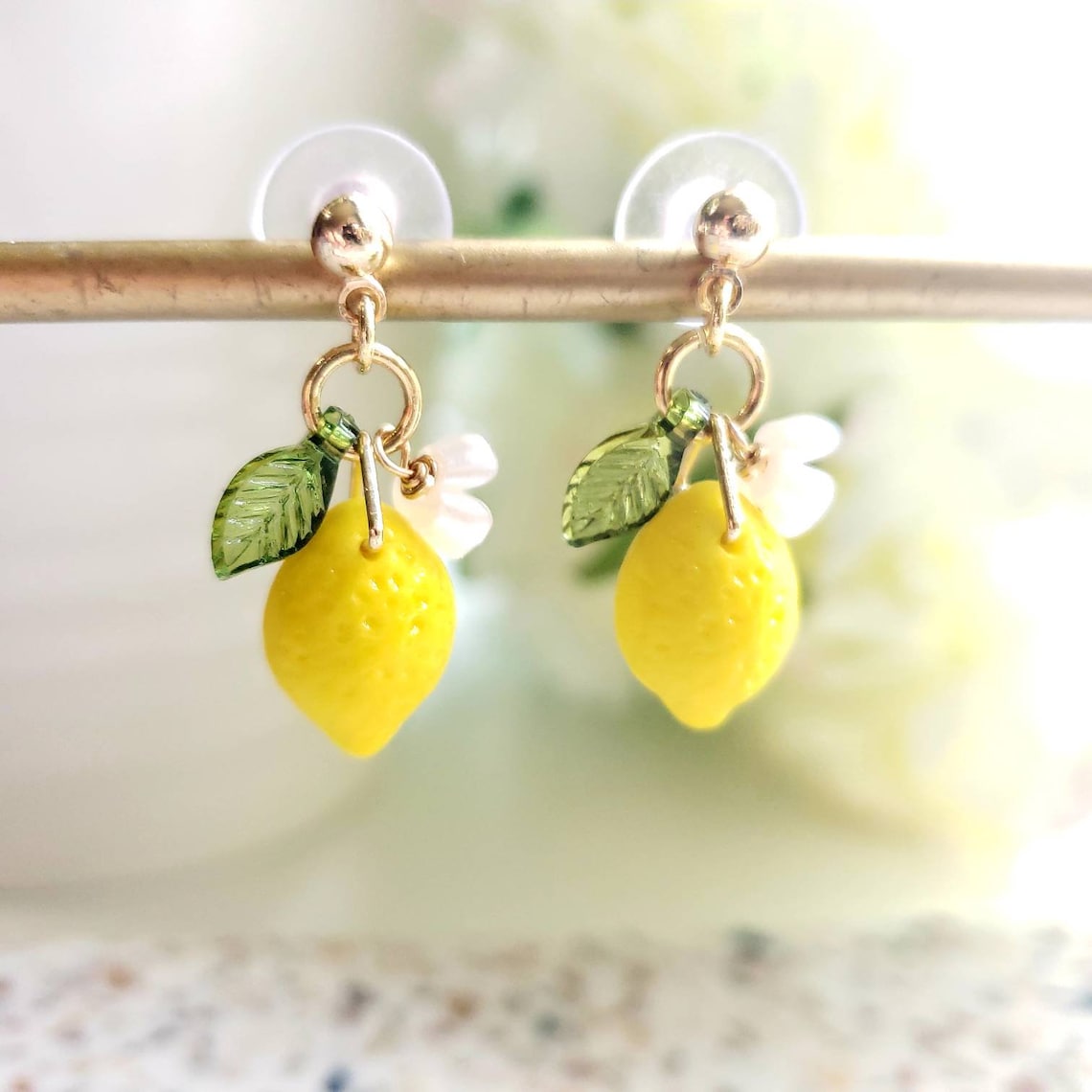 Lemon Earrings Glass Lemon Drop Earrings Food Earrings - Etsy