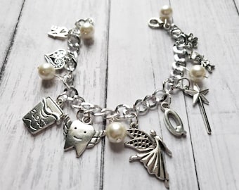 Set Regalo Fata Dei Denti Per Bambine: Collana, Bracciale E Sacchetto, Rosa E Perle