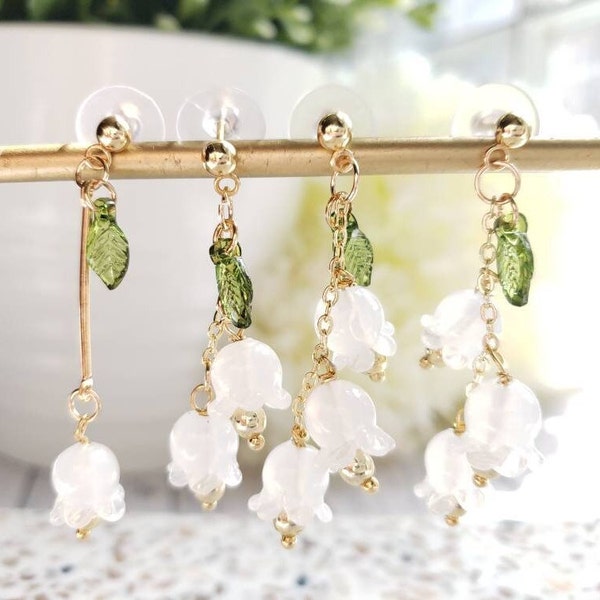 Boucles d'oreilles pendantes muguet, boucles d'oreilles pendantes fleurs