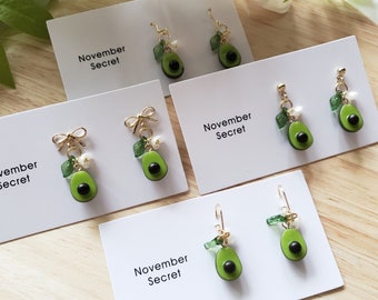 Avocado earrings, cute drop earrings, food earrings,  fruit earrings
